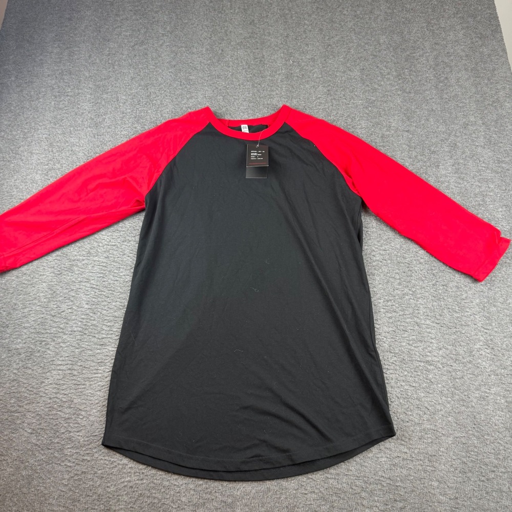 Dream USA Baseball Tee Men's Large Black Red Raglan 3/4 Sleeve Shirt DT-25